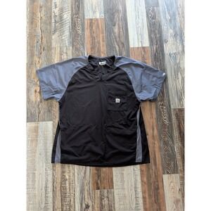 Carhartt Mens Sz XL 4 Pocket V Neck Black/Grey Scrub Top
